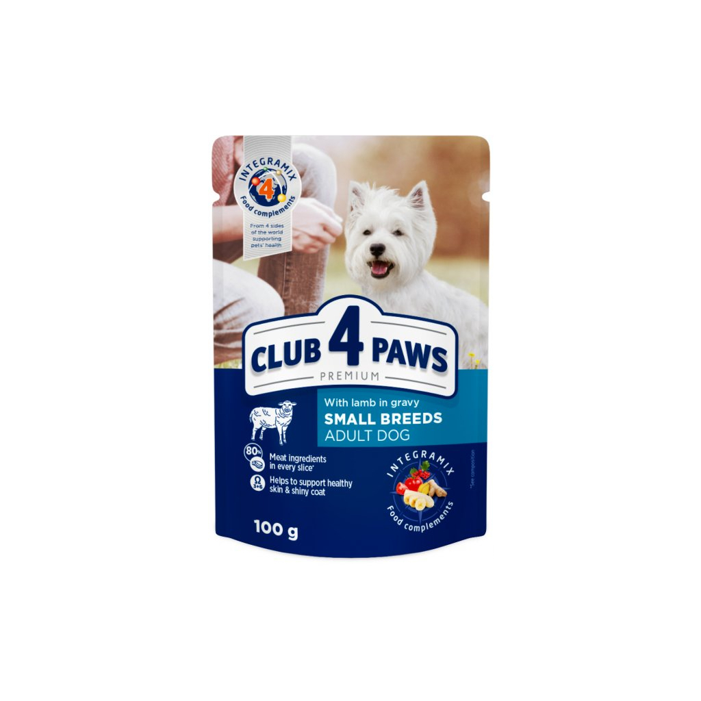 Вологий корм для собак Club 4 Paws для малих порід з ягням у соусі 100 г (4820215363464)