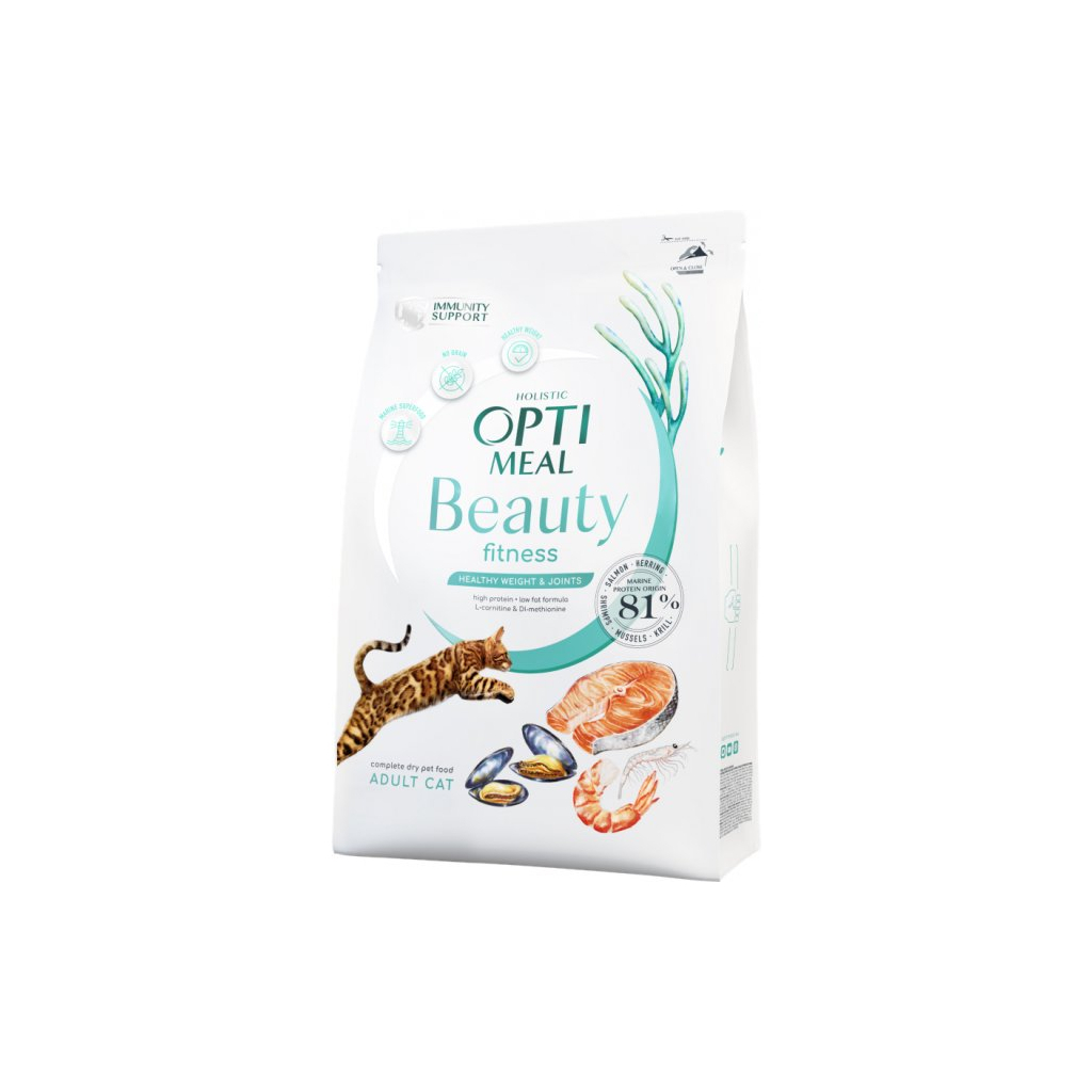 Сухий корм для кішок Optimeal Beauty Fitness беззерновий на основі морепродуктів 4 кг (4820215366045)