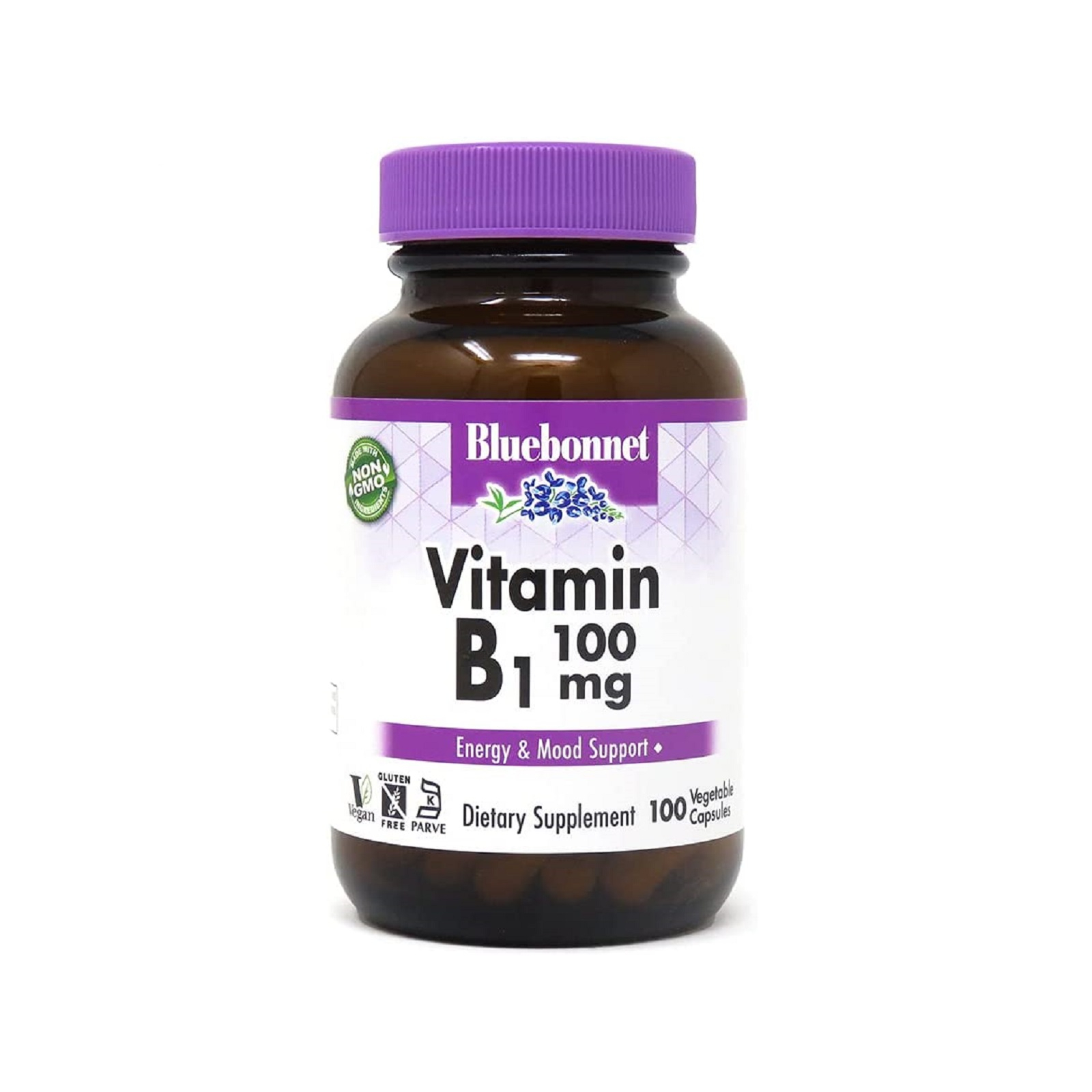 Вітамін Bluebonnet Nutrition Вітамін B1 100 мг, Vitamin B1, 100 вегетаріанських капсул (BLB0425)