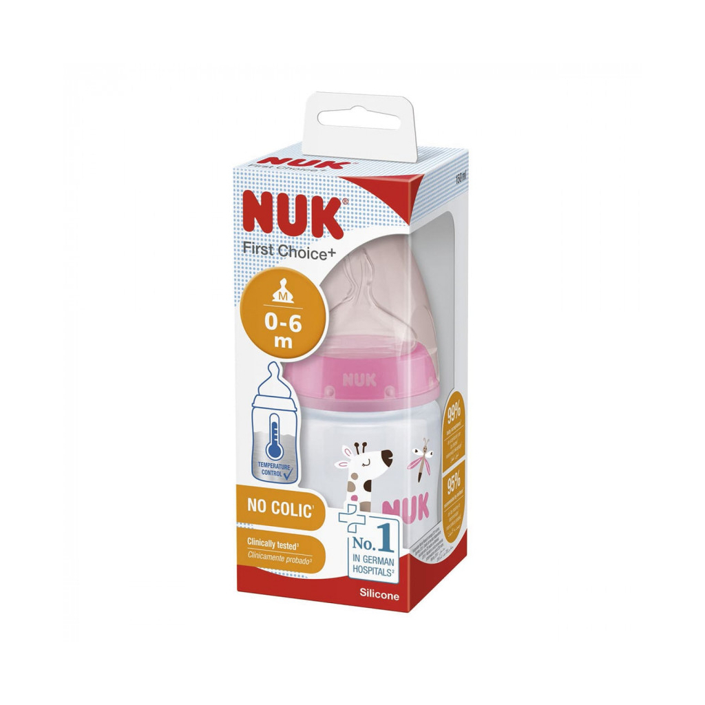Пляшечка для годування Nuk First Choice Plus Жираф 150 мл Рожева (3952399) зображення 2