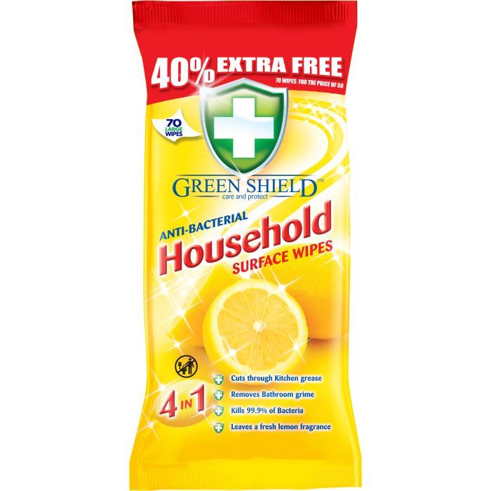 Салфетки для уборки Green Shield Household антибактериальный для бытовых поверхностей 70 шт. (5060110225316)