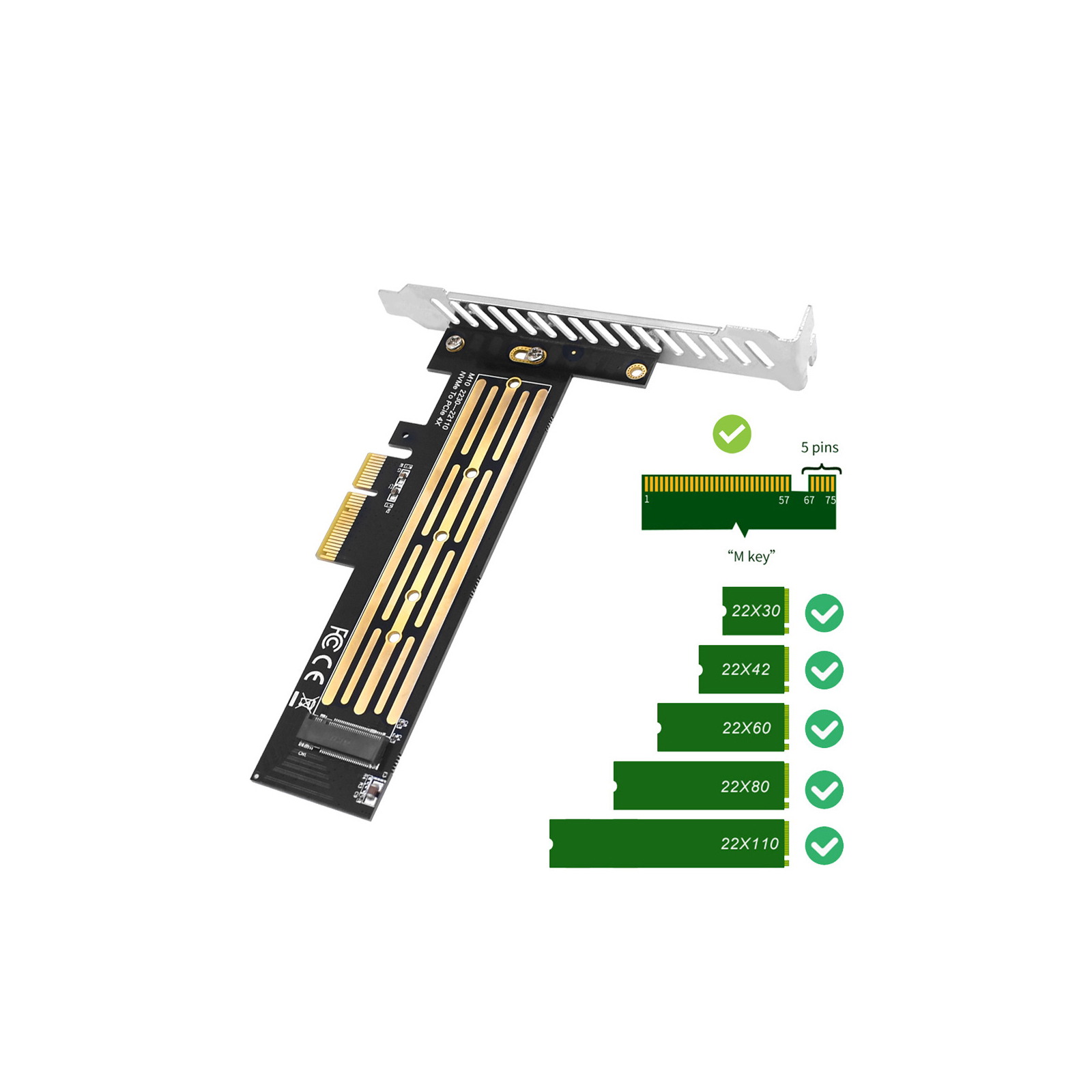 Контролер Dynamode M.2 SSD NVMe M-Key to PCI-E 3.0 x4/ x8/ x16, full profile br (PCI-Ex4- M.2 M-key) зображення 5