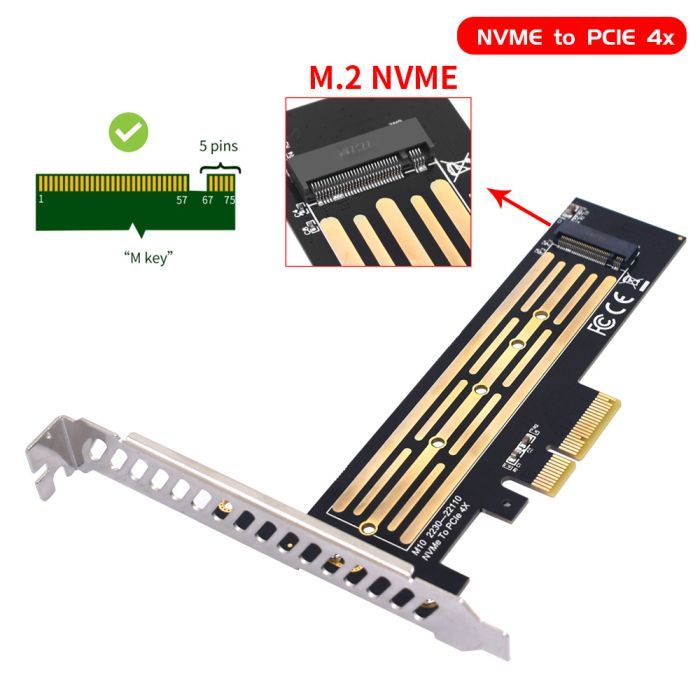 Контроллер Dynamode M.2 SSD NVMe M-Key to PCI-E 3.0 x4/ x8/ x16, full profile br (PCI-Ex4- M.2 M-key) изображение 7