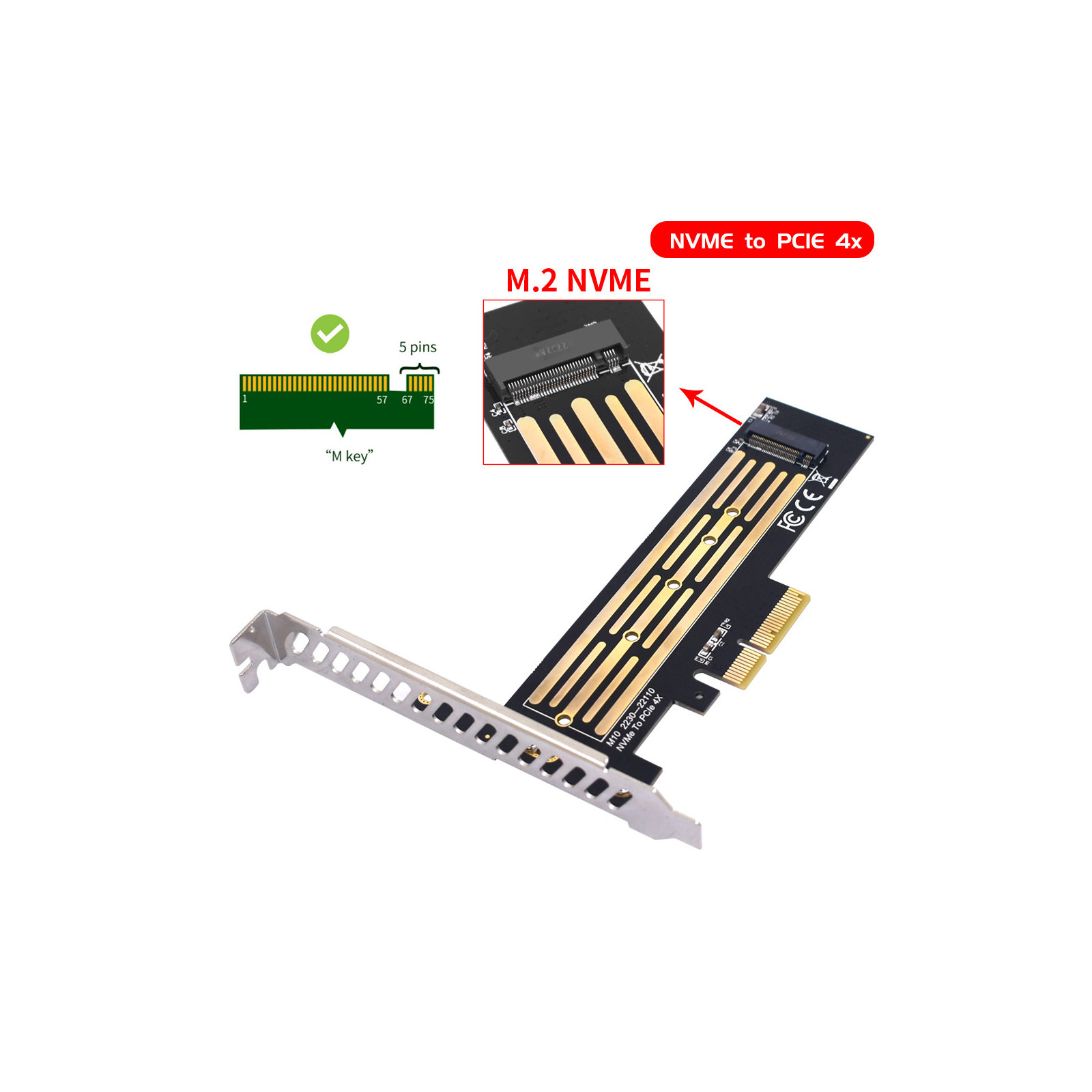 Контролер Dynamode M.2 SSD NVMe M-Key to PCI-E 3.0 x4/ x8/ x16, full profile br (PCI-Ex4- M.2 M-key) зображення 7