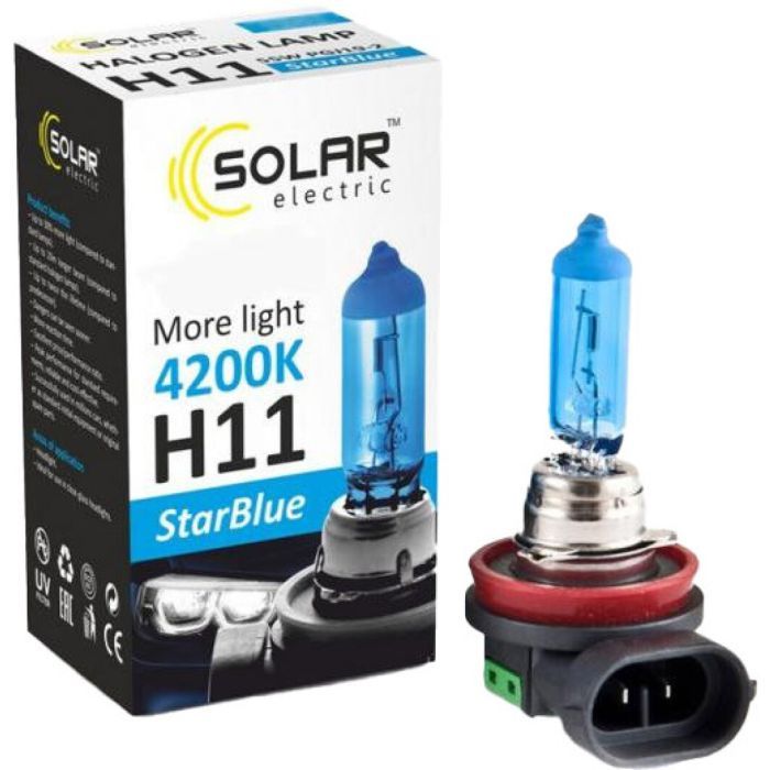 Автолампа SOLAR H11 12V 55W PGJ19-2 StarBlue 4200K (1281) зображення 2
