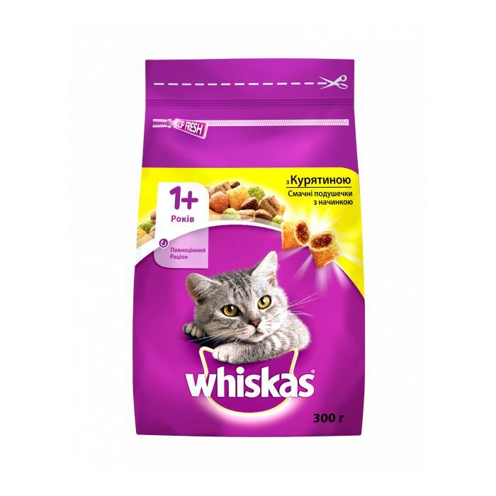 Сухой корм для кошек Whiskas с курицей 300 г (5998749144039/5900951014055)
