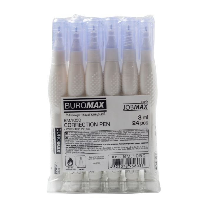 Корректор Buromax ручка 3 мл Jobmax, спиртовая основа, металлический наконечник (BM.1050) изображение 3