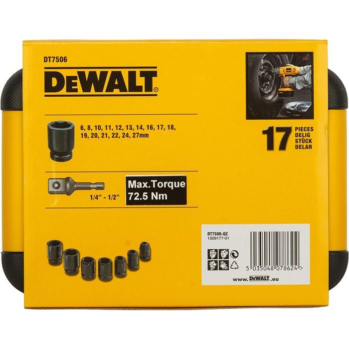 Набор головок DeWALT ударных торцевых 1/2" EXTREME IMPACT, 17 шт (DT7506) изображение 8