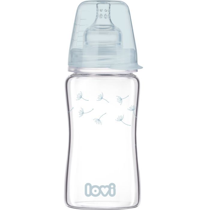 Бутылочка для кормления Lovi Diamond Glass Botanic стеклянная 150 мл Светло-синяя (74/105)