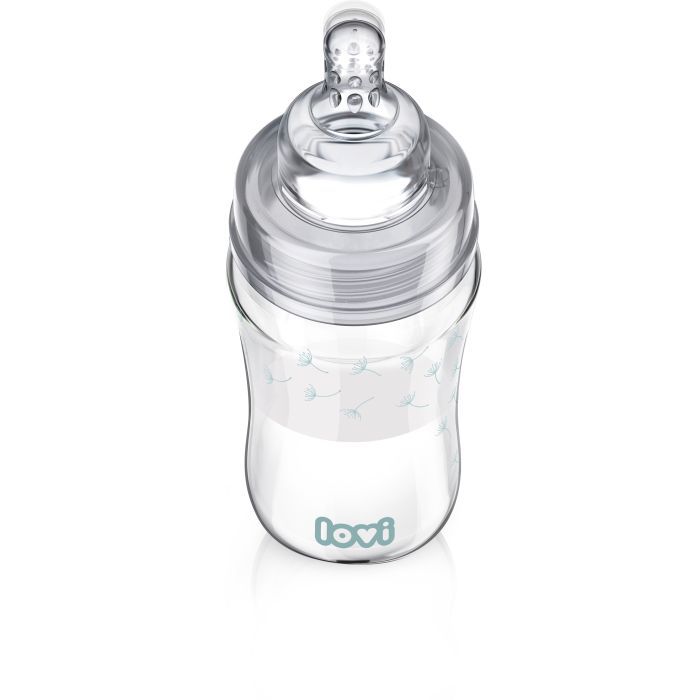 Бутылочка для кормления Lovi Diamond Glass Botanic стеклянная 150 мл Светло-синяя (74/105) изображение 2