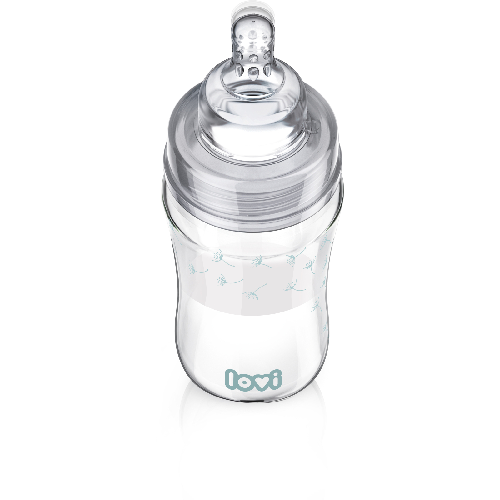 Пляшечка для годування Lovi Diamond Glass Botanic скляна 250 мл Світло-синя (74/205) зображення 2
