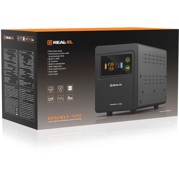 Источник бесперебойного питания REAL-EL RESERVE-500 (EL122100003) изображение 10