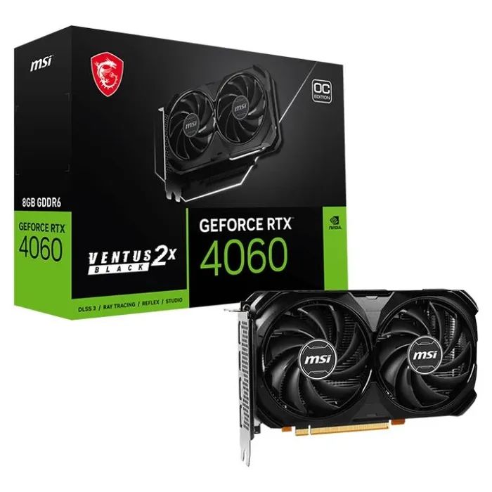 Видеокарта MSI GeForce RTX4060 8Gb VENTUS 2X BLACK OC (RTX 4060 VENTUS 2X BLACK 8G OC) изображение 2