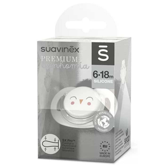 Пустышка Suavinex Bonhomia физиологическая, 6-18 мес. белая (307814) изображение 3