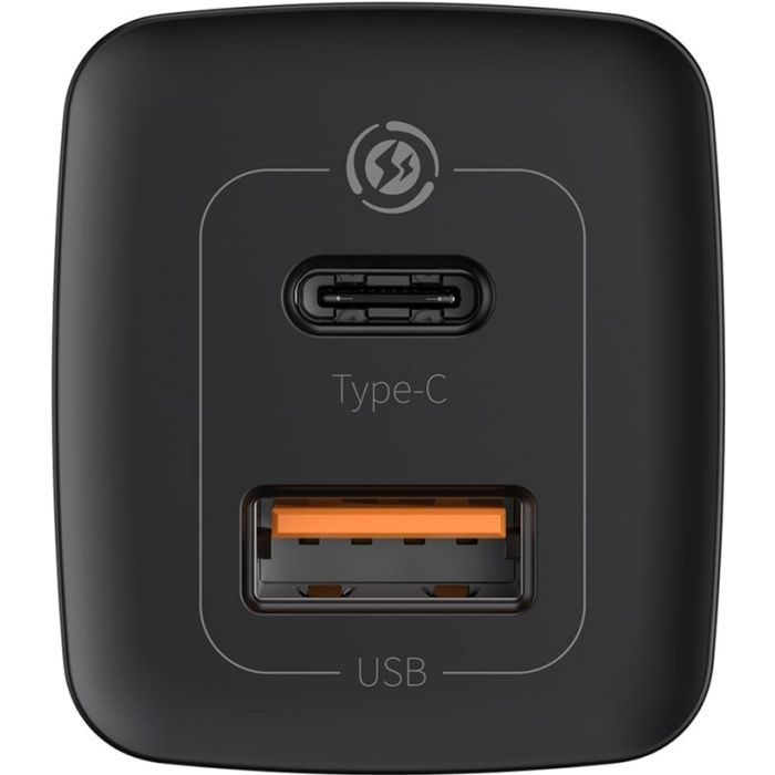 Зарядное устройство Baseus 2xUSB 65W GaN (USB-C+USB-A) black (CCGAN2L-B01) изображение 4