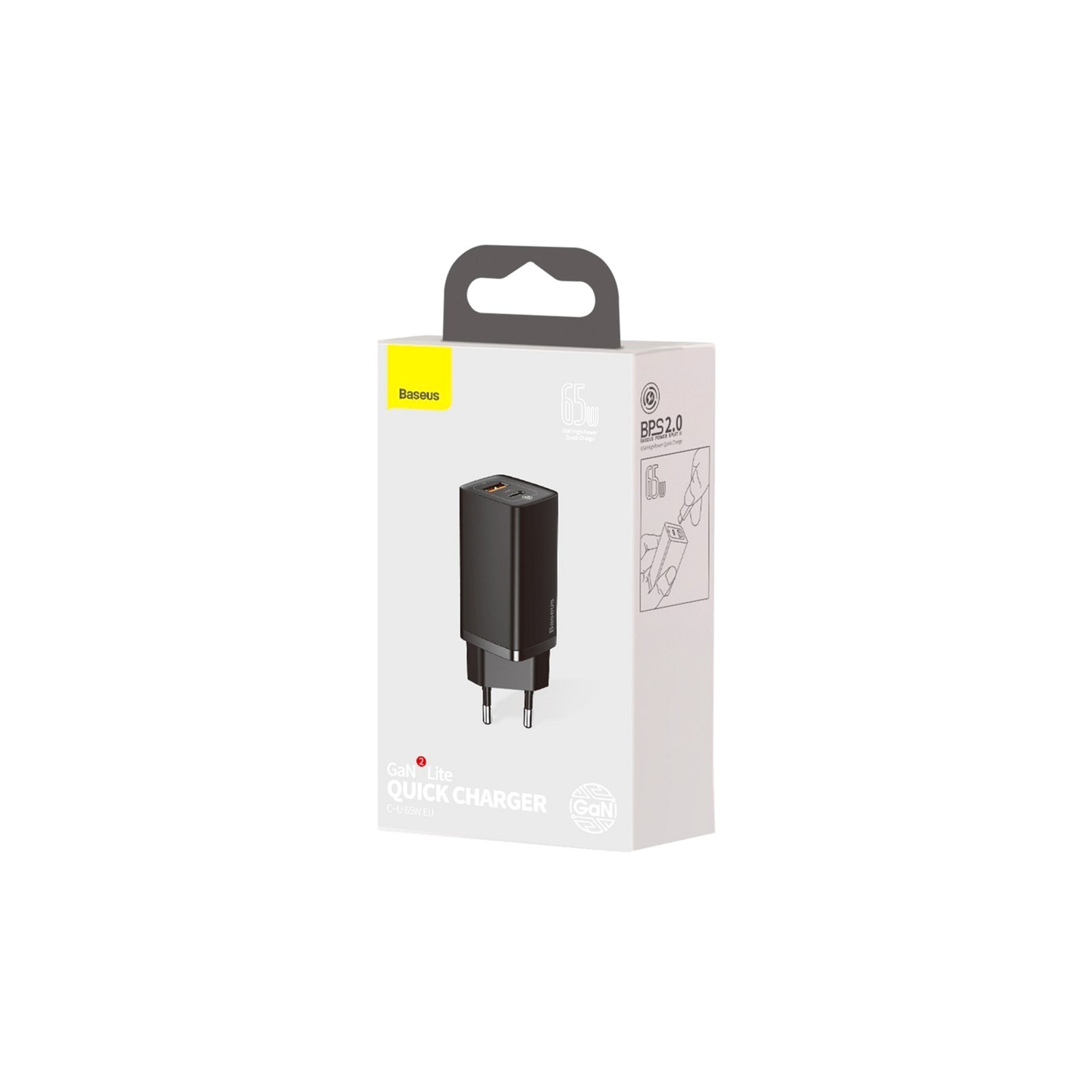 Зарядний пристрій Baseus 2xUSB 65W GaN (USB-C+USB-A) white (CCGAN2L-B02) зображення 5