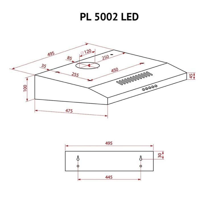 Витяжка кухонна Perfelli PL 5002 W LED зображення 10