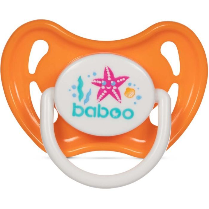 Пустышка Baboo Sea Life силиконовая, 6+ мес (оранжевая) (5-028)