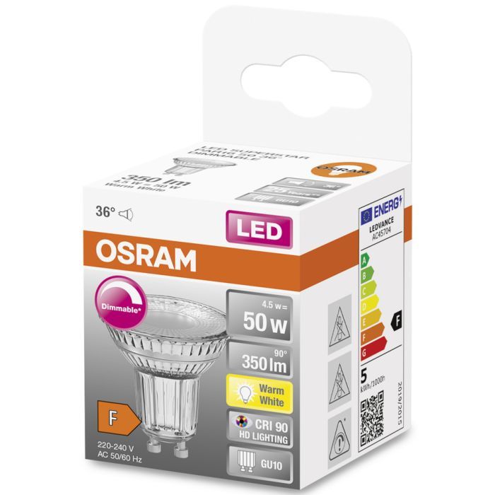 Лампочка Osram LED PAR16 DIM 50 36 4,5W/927 230V GU10 (4058075797888) зображення 5