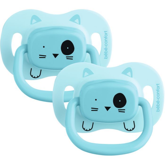 Пустушка Bebe Confort реверсивна 2 шт 18/36 Minimalistic Animals синя (3104202030)