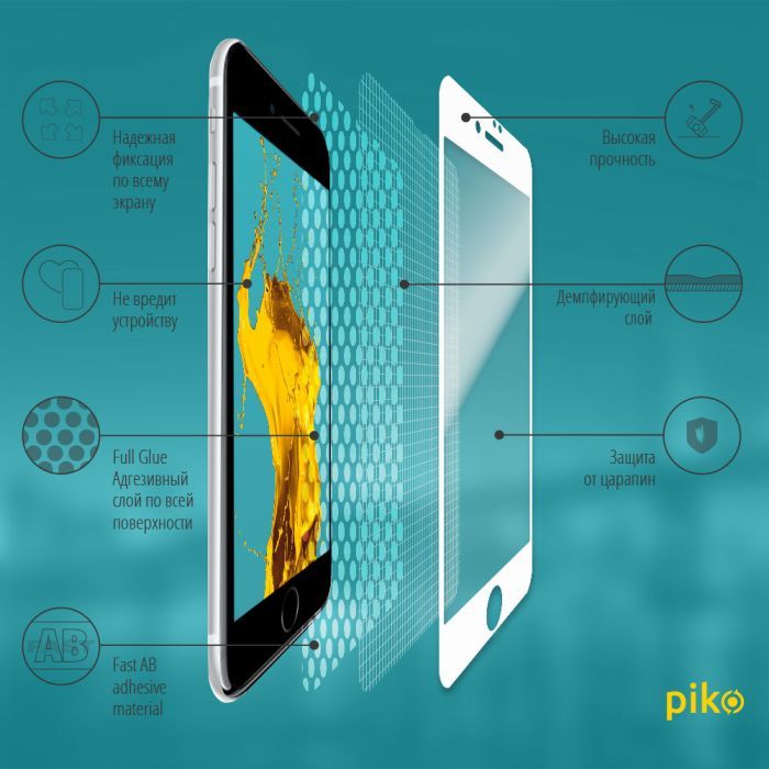 Скло захисне Piko Full Glue Apple iPhone 7 white (1283126492969) зображення 3