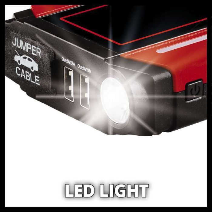 Пуско зарядний пристрій Einhell CE-JS 18 Jump Starter Power Bank, 18000мАг, 2хUSB 5В, 12В, пуск 600A (1091531) зображення 6