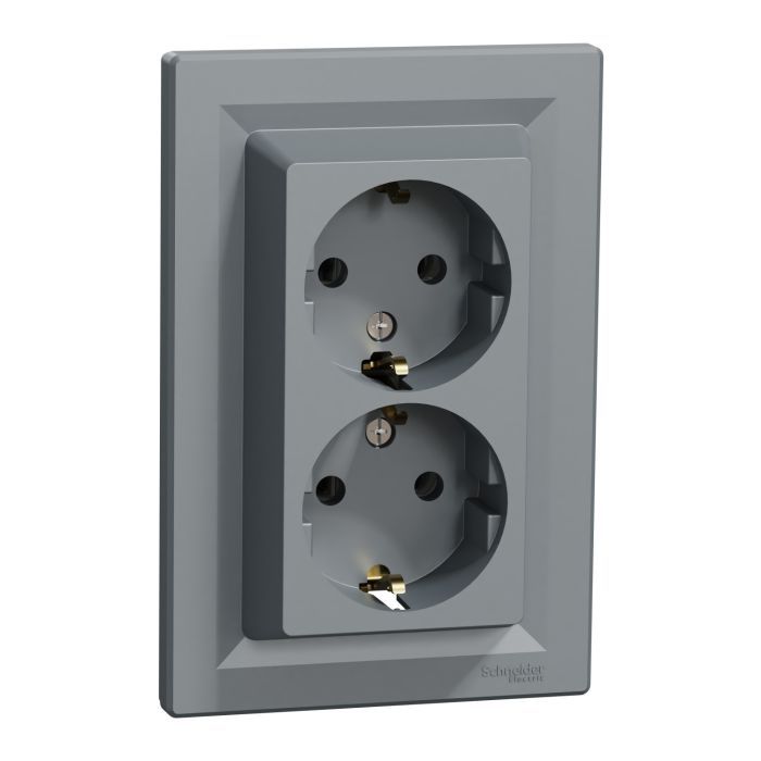 Розетка Schneider Electric ASFORA с заземлением двойная крем 16А (EPH9900123) изображение 2