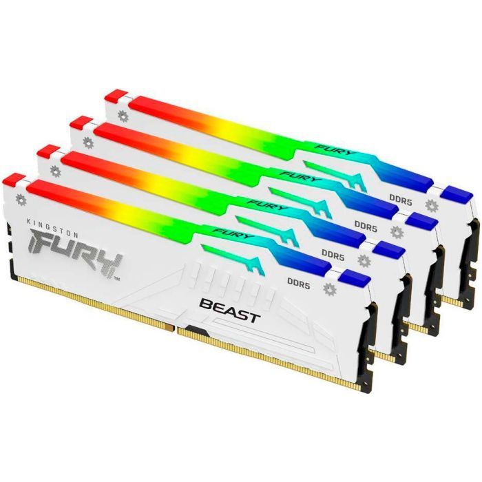 Модуль памяти для компьютера DDR5 128GB (4x32GB) 5600 MHz FURY Beast RGB White Kingston Fury (ex.HyperX) (KF556C40BWAK4-128) изображение 2