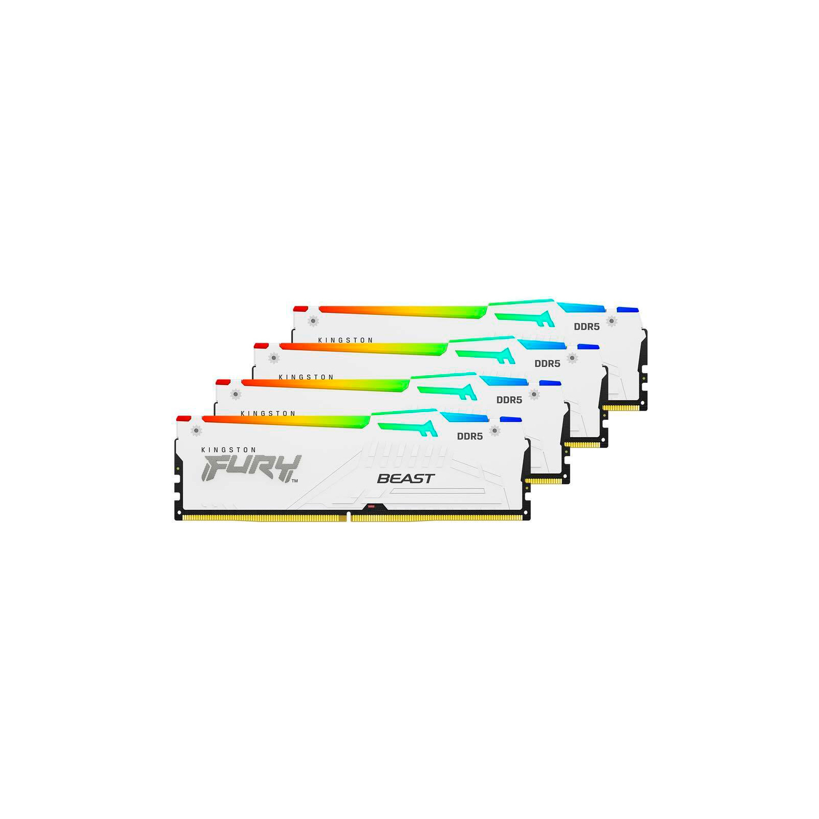 Модуль памяти для компьютера DDR5 128GB (4x32GB) 5600 MHz FURY Beast RGB White Kingston Fury (ex.HyperX) (KF556C40BWAK4-128) изображение 3