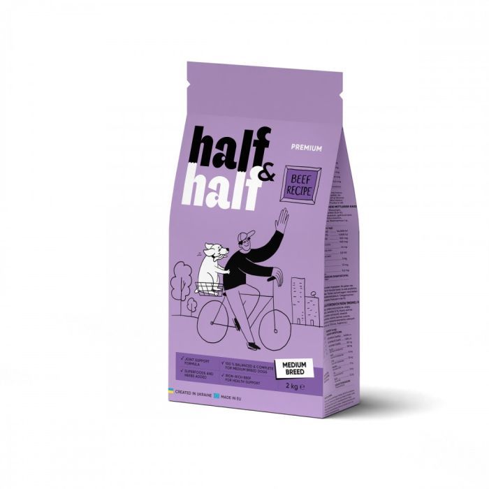 Сухий корм для собак Half&Half для середніх порід з яловичиною 12 кг (4820261920758)