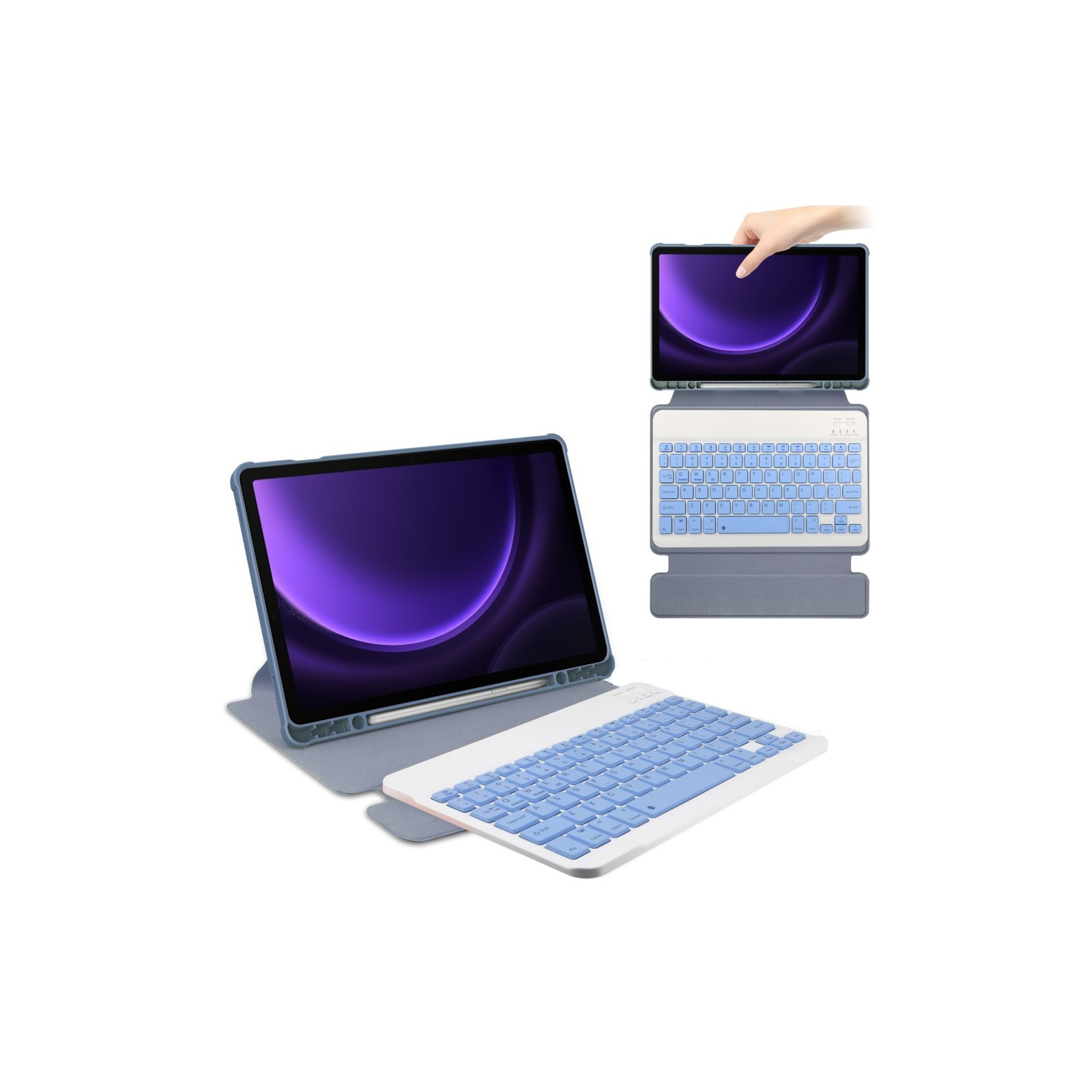 Чехол для планшета BeCover Keyboard 360° Rotatable Samsung Tab S9 (SM-X710/SM-X716)/S9 FE (SM-X510/SM-X516B) 11.0" Deep Blu (710427) изображение 4