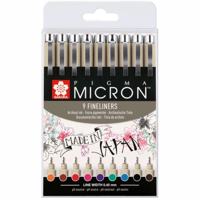 Лайнер Sakura Набор Pigma Micron 9 шт разноцветные 9 шт (8710141129844)