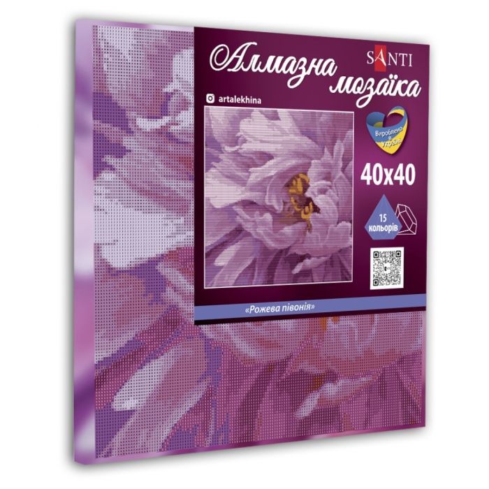 Картина по номерам Santi Розовый пион 40*40 см алмазная мозаика (954704) изображение 2
