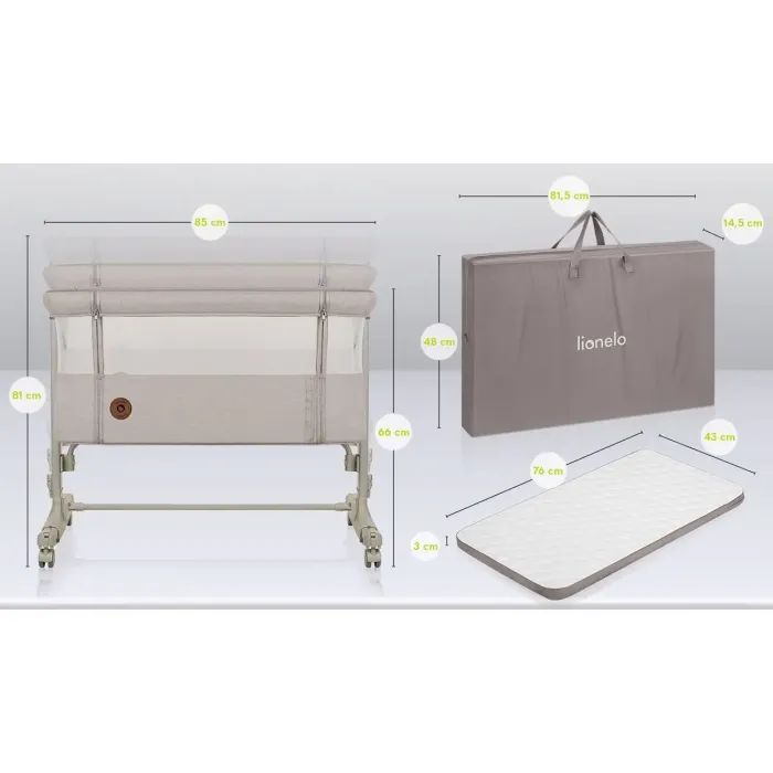 Кроватка Lionelo приставная Aurora Beige Sand (LO-AURORA BEIGE SAND) изображение 6