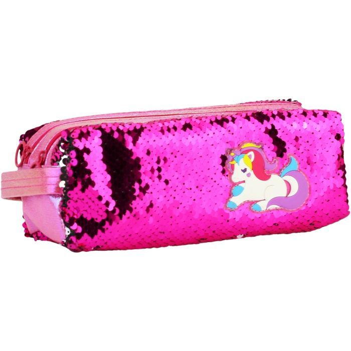 Пенал Cool For School 2 відділення з паєтками та аплікацією Фіолетовий (CF6615-purple)