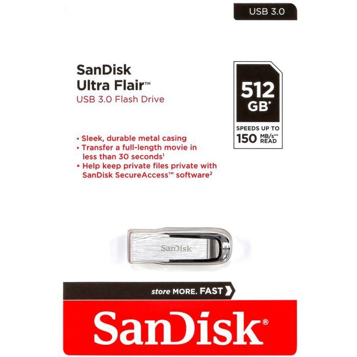 USB флеш накопитель SanDisk 512GB Ultra Flair Silver-Black USB 3.0 (SDCZ73-512G-G46) изображение 5