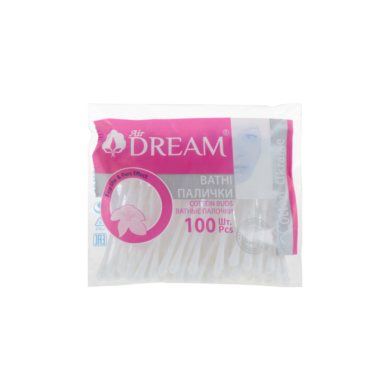 Ватні палички Air Dream В пакеті 100 шт. (4820194350288)