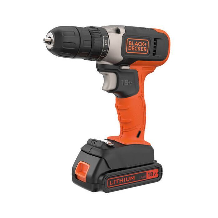 Шуруповерт Black&Decker 18 В Li-Ion, 1.5Ah, 600 об/мин, 1,2 кг (BCD001C1)