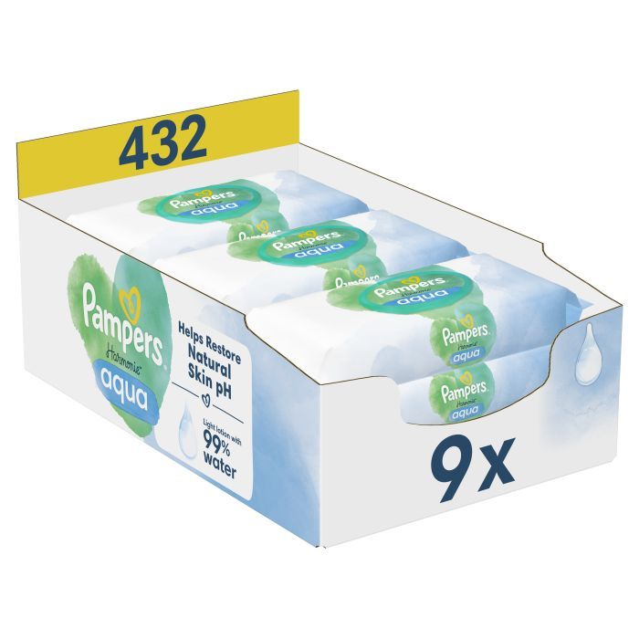 Детские влажные салфетки Pampers Harmonie Aqua 24 пачки х 48 шт (8006540811276)