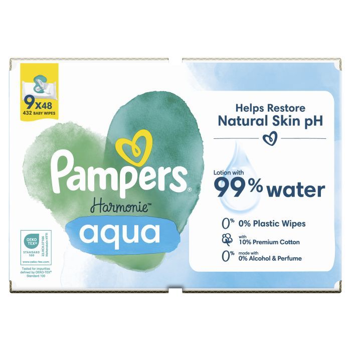 Детские влажные салфетки Pampers Harmonie Aqua 24 пачки х 48 шт (8006540811276) изображение 2