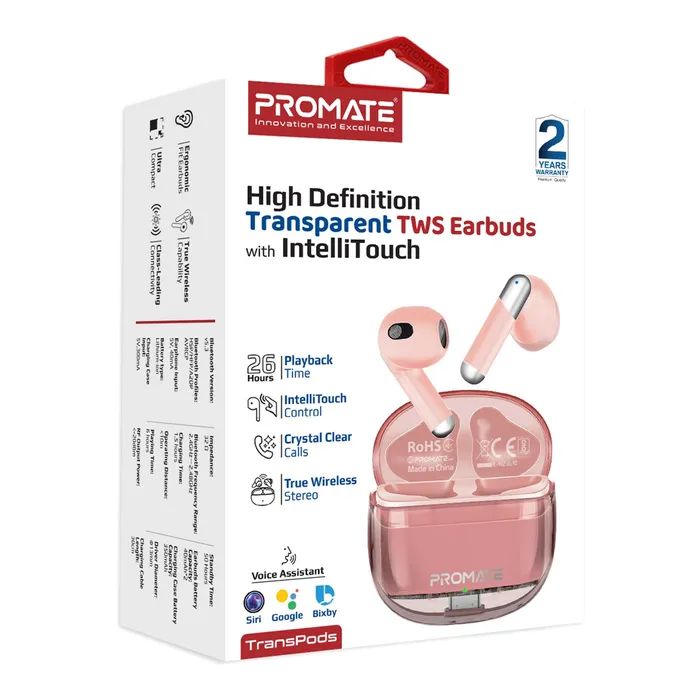 Наушники Promate TransPods Pink (transpods.pink) изображение 2