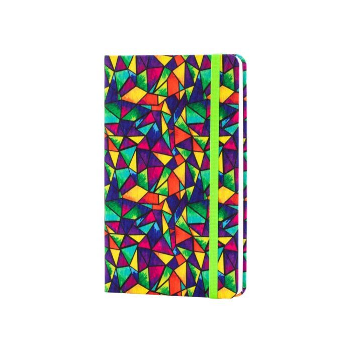 Книга записная Optima А5 Rainbow, твердая обложка текстиль, резинка, блок клетка (O27190-03)