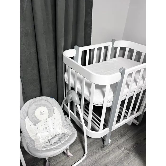 Кроватка Ingvart трансформер Nika 70 с опускной боковинкой (70х94, 70х120) бело-серая (3390037040) изображение 6