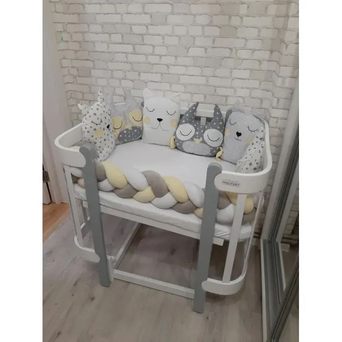 Кроватка Ingvart трансформер Nika 70 с опускной боковинкой (70х94, 70х120) бело-серая (3390037040) изображение 7