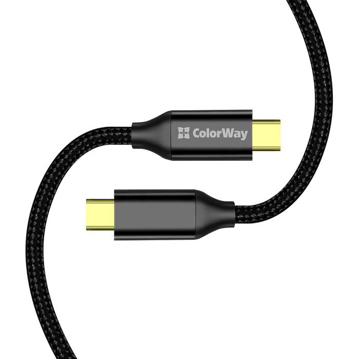 Дата кабель USB-C to USB-C 1.0m USB3.2 (20Gbps 4K PD100W) Gen2 5А black ColorWay (CW-CBPDCC062-BK) зображення 3
