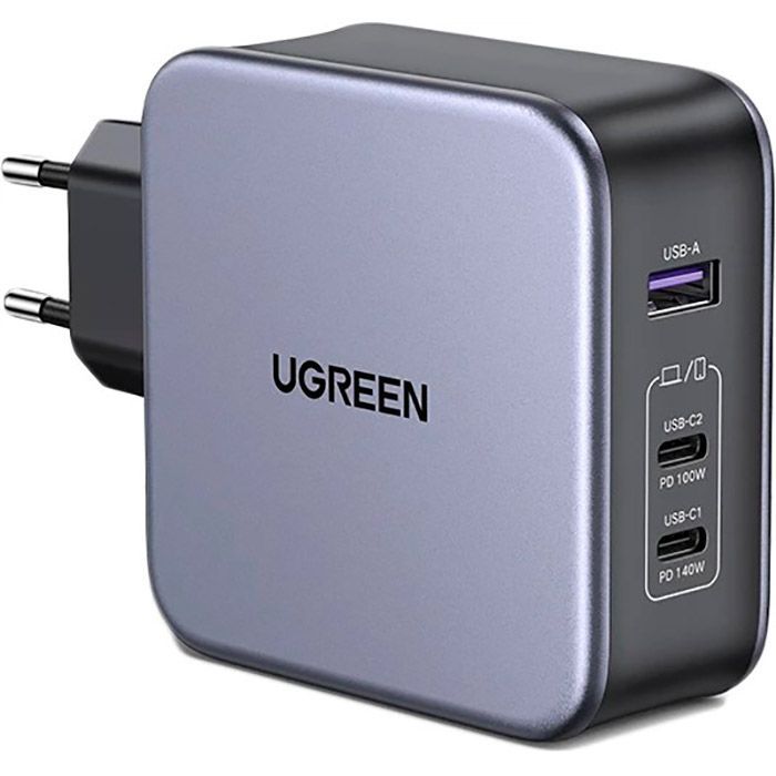 Зарядное устройство Ugreen 3xUSB 140W (2хUSB-C+USB-A) Gan CD289 with C to C Cable 1.5m (90549)