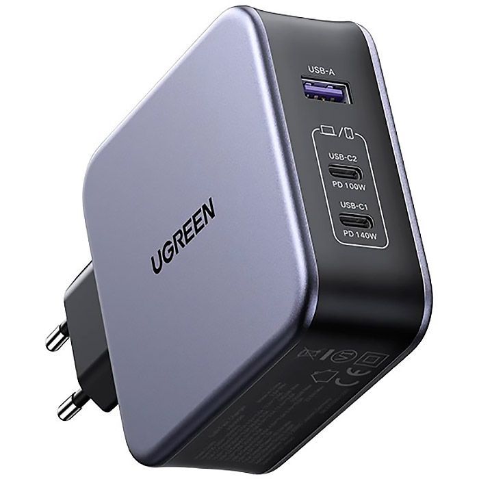 Зарядное устройство Ugreen 3xUSB 140W (2хUSB-C+USB-A) Gan CD289 with C to C Cable 1.5m (90549) изображение 2