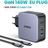 Зарядное устройство Ugreen 3xUSB 140W (2хUSB-C+USB-A) Gan CD289 with C to C Cable 1.5m (90549) изображение 3