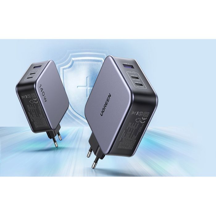 Зарядное устройство Ugreen 3xUSB 140W (2хUSB-C+USB-A) Gan CD289 with C to C Cable 1.5m (90549) изображение 4