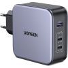 Зарядное устройство Ugreen 3xUSB 140W (2хUSB-C+USB-A) Gan CD289 with C to C Cable 1.5m (90549)